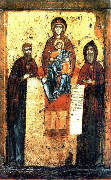 Ikone der Gottesmutter mit dem Heiligen Antonios